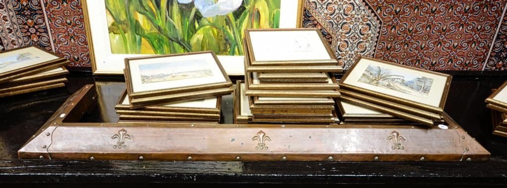 Copper Fleur de Lis Motif Fire Fender, 57 3/4"W. (1 of 1)