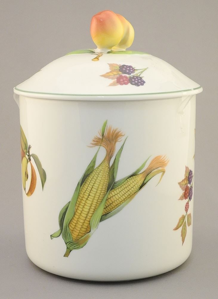 Royal Worcester Evesham Covered Cannister, 8 1/2"H. (1 of 3)