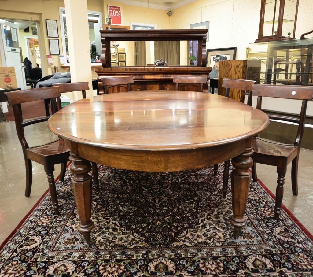 Late 19th C. Walnut Dining Table, Approximately 88 1/4" Extended. (1 of 3)