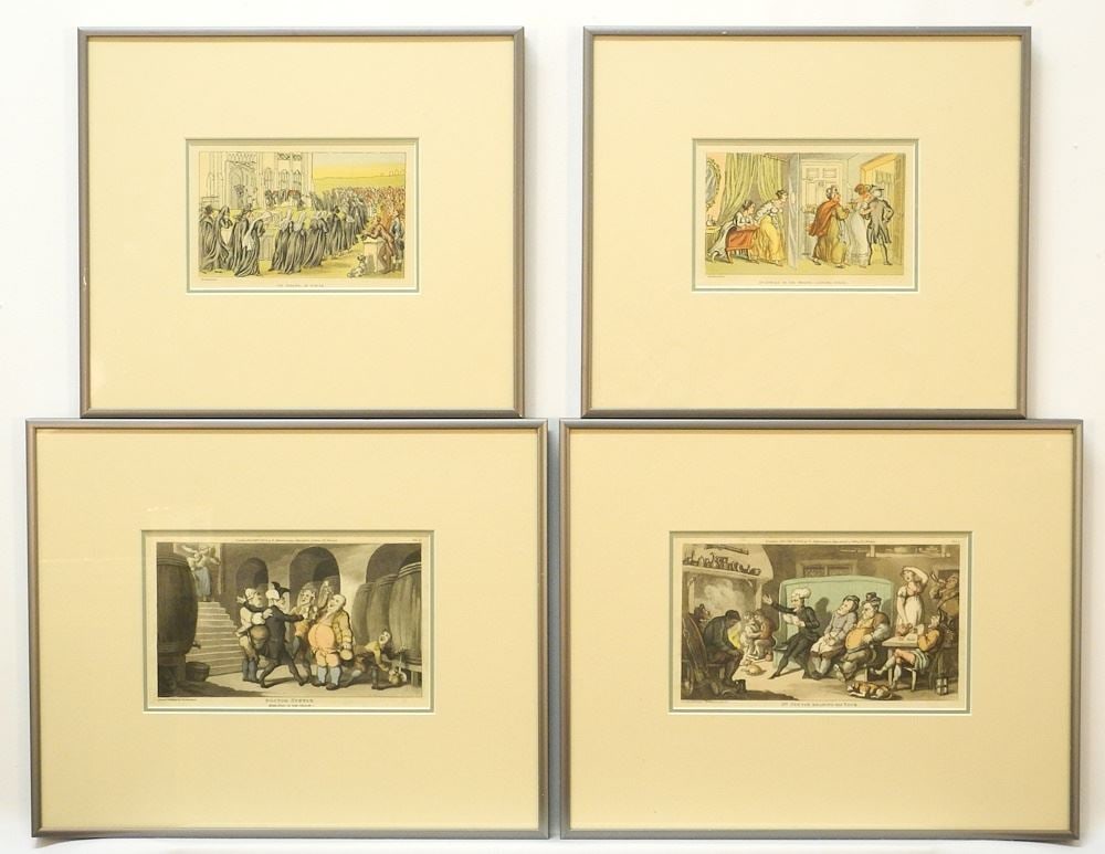 8 Rowlandson Colour Engravings, 7 7/8 x 4 3/4" & 3 5/8 x 7 1/2", "Dr. Syntax". (1 of 6)