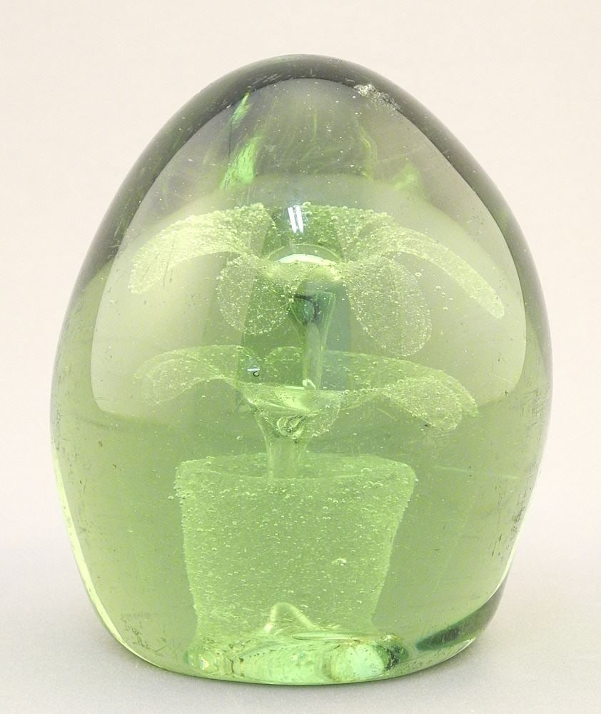 Victorian Green Glass Dump Weight Paperweight, 4 1/8"H. (1 of 3)
