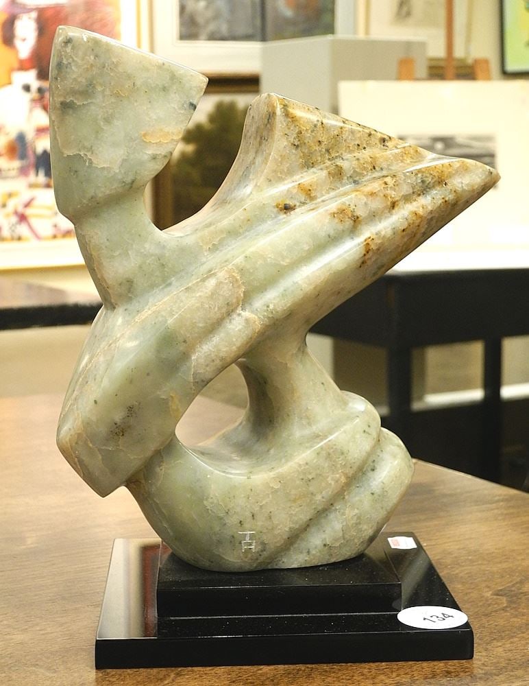 Stone Sculpture Monogrammed IH (Ian Hooley), 10"H, Untitled Form. (1 of 2)