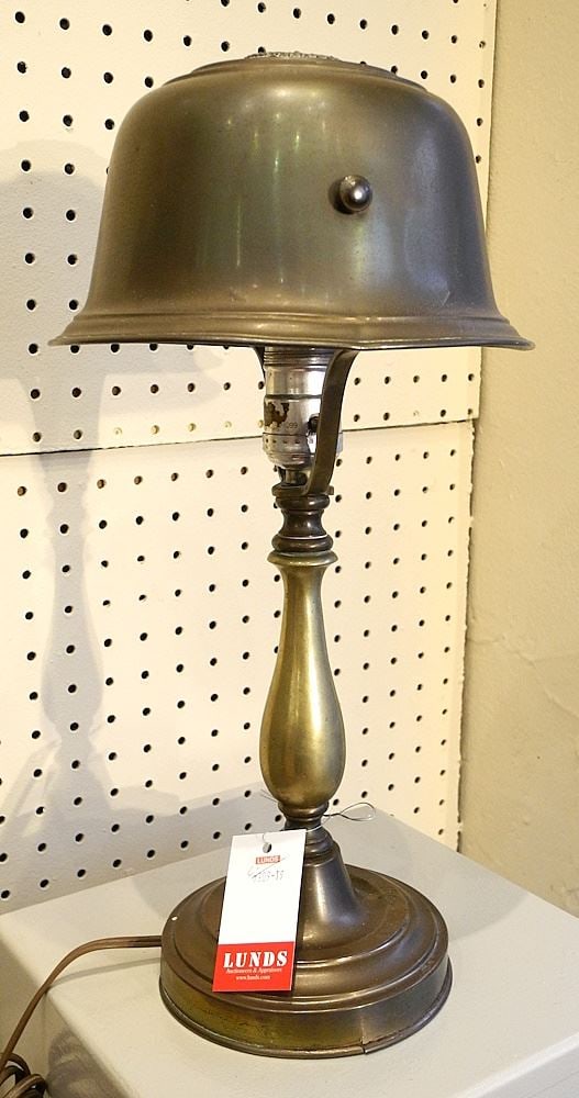 Brass & Copper Finish "Helmet" Lamp, 16"H. (1 of 2)