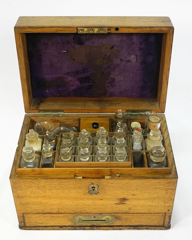 19th C. Mahogany Apothecary Chest, 7 3/8" x 10 7/8" x 7" (lock plate noted). (1 of 3)