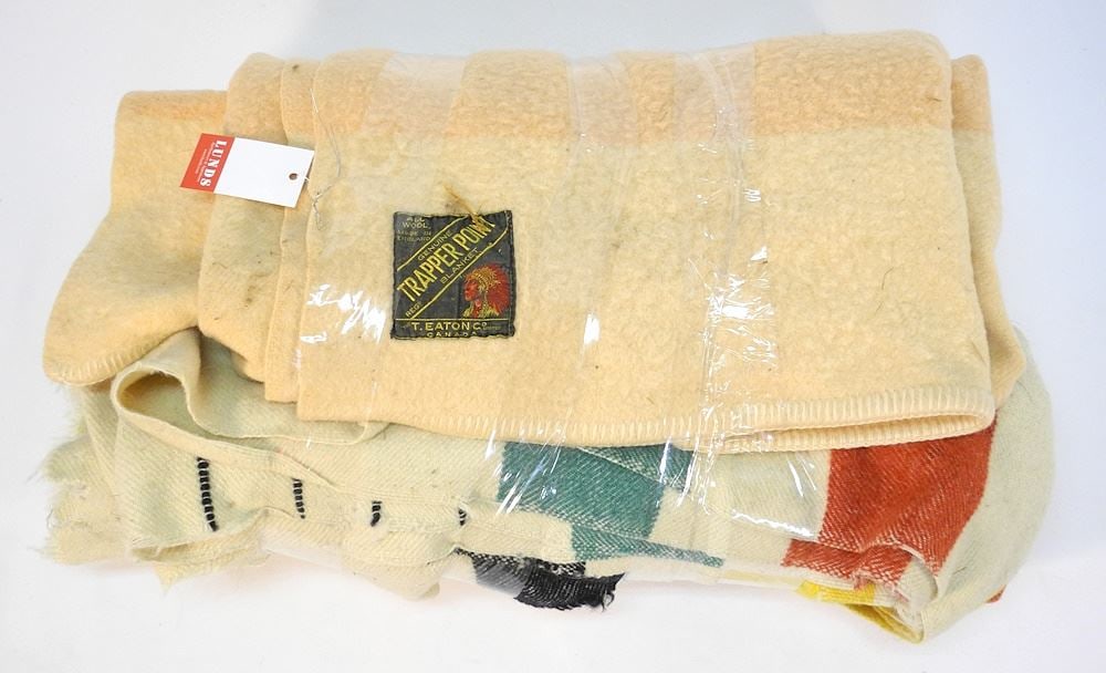 2 Point Blankets: Pink "Trapper Point" 4 Point & Hudsons Bay Co. Style (label missing). (1 of 2)