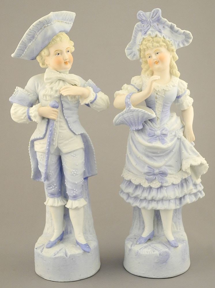 Pair of Bisque Porcelain Figurines, 12 1/4"H. (1 of 3)