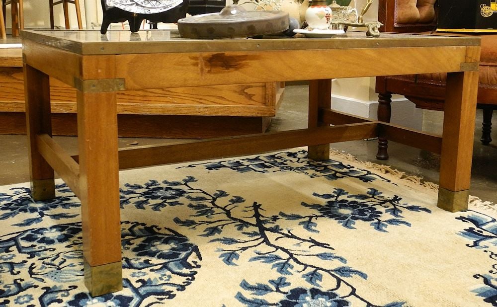 Mahogany Low Table Inset with 17th C. Style Dutch Map, 35"W. (1 of 2)