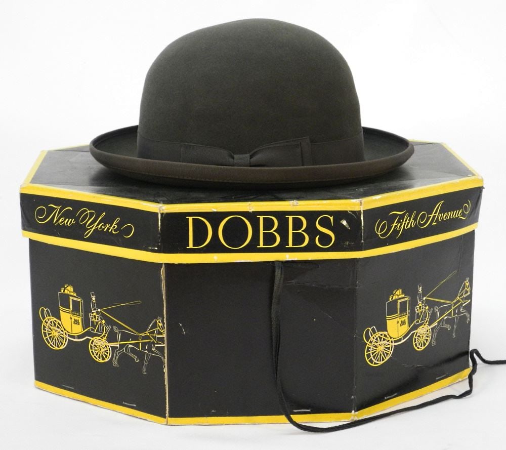 Cream Bowler Hat in Dobbs Box.: Cream Bowler Hat in Dobbs Box.