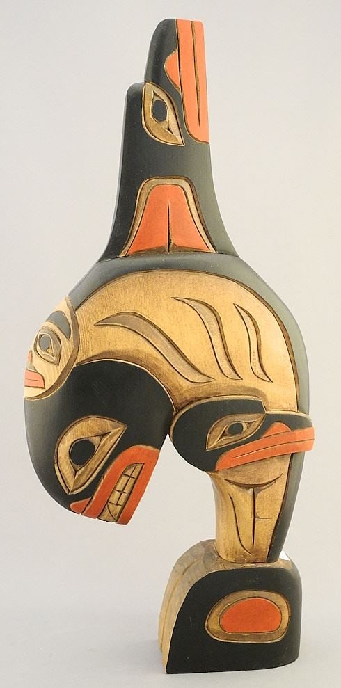 Salish Carving signed Detreck George 16"H, "Leaping Orca". (1 of 4)