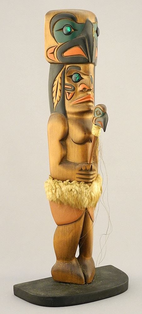 Coast Salish Figure signed Russell Williams /89, 14"H.: Coast Salish Figure signed Russell Williams /89, 14"H.