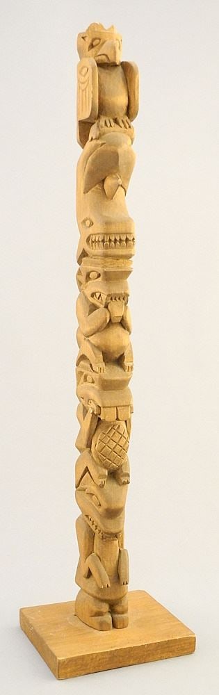 Model Totem Pole signed **** Joe, 16 5/8"H. (1 of 4)