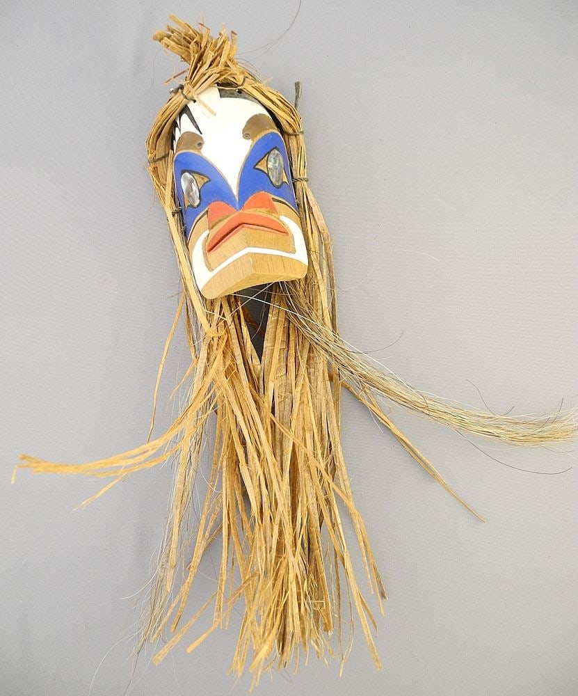 Miniature Nuu-Chah-Nulth Mask signed Cecil Billy, 10 1/2"H, "Eagle" Portrait. (1 of 4)