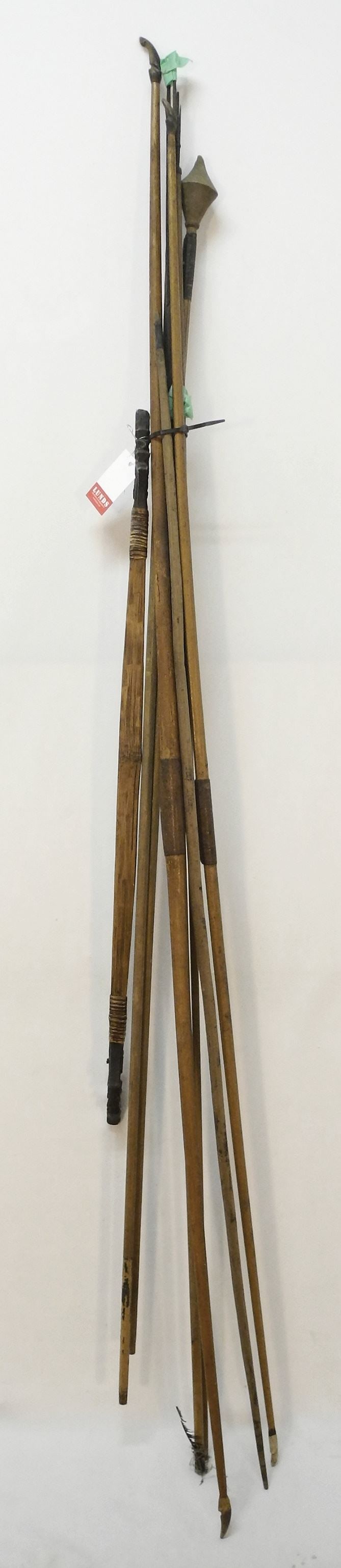 Collection of Ethnic Bow & Spears, 33" - 65"L.: Collection of Ethnic Bow & Spears, 33" - 65"L.