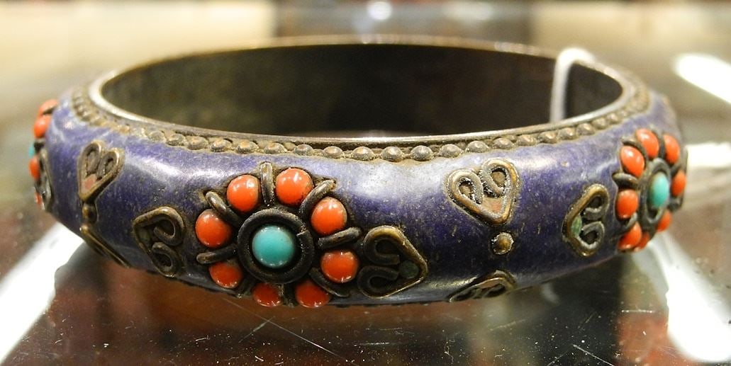 Sino Tibetan Lapis Bangle, 3 1/4" D. Bangle, 3 1/4" Diameter. (1 of 1)