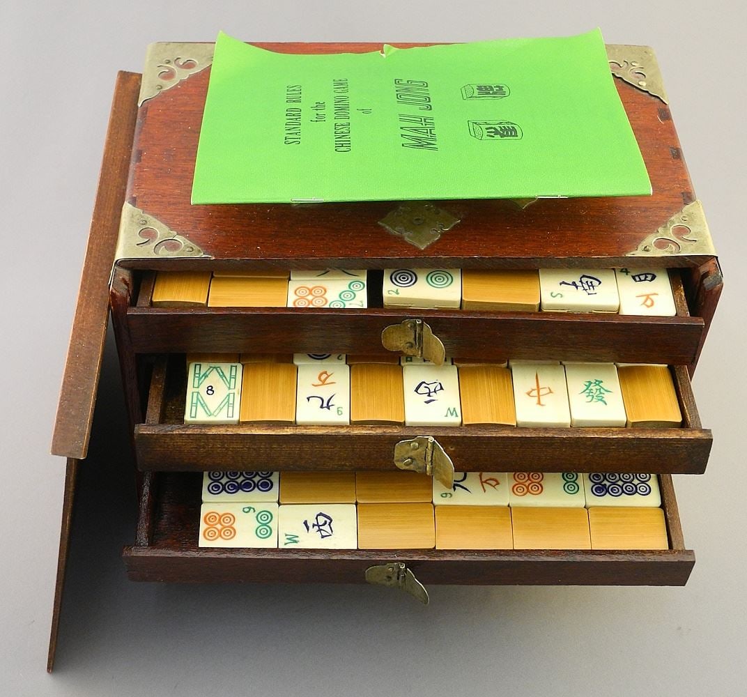 Mah Jong Set in Case, Complete, 6 3/8 x 9 1/4 x 6 3/8". (1 of 3)