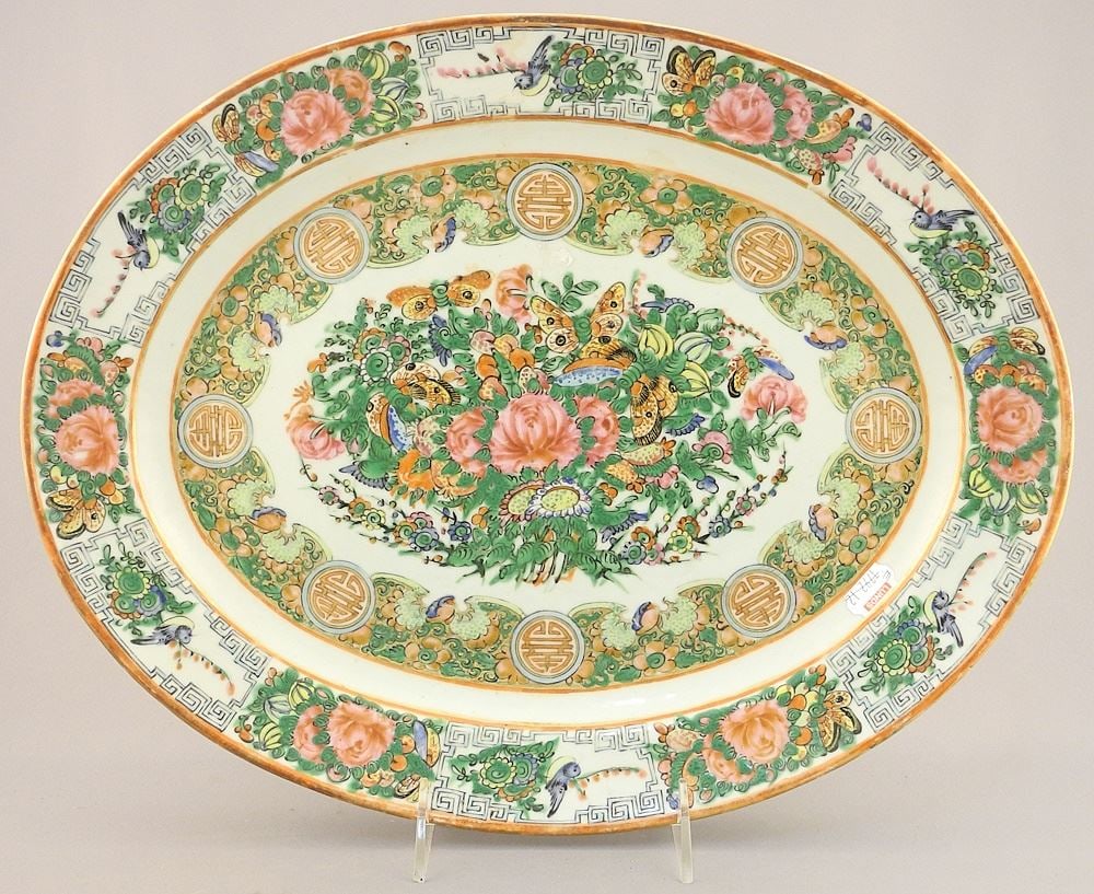 Rose Canton Porcelain Oval Platter, 14 5/8"W. (1 of 3)