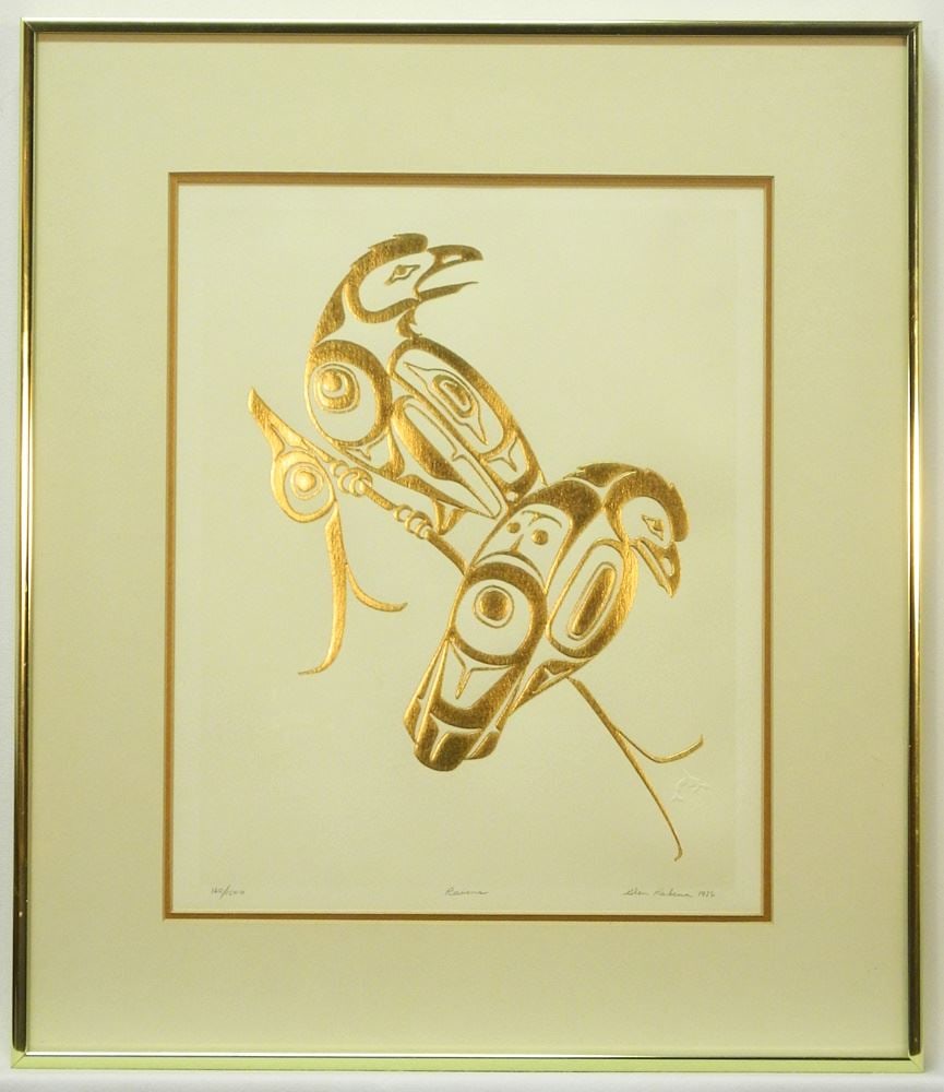 23K Gold Collectors Choice Engraving signed Glen Rabena 1986, 12 1/2" x 10", "Ravens" #160/1000.: 23K Gold Collectors Choice Engraving signed Glen Rabena 1986, 12 1/2" x 10", "Ravens" #160/1000.