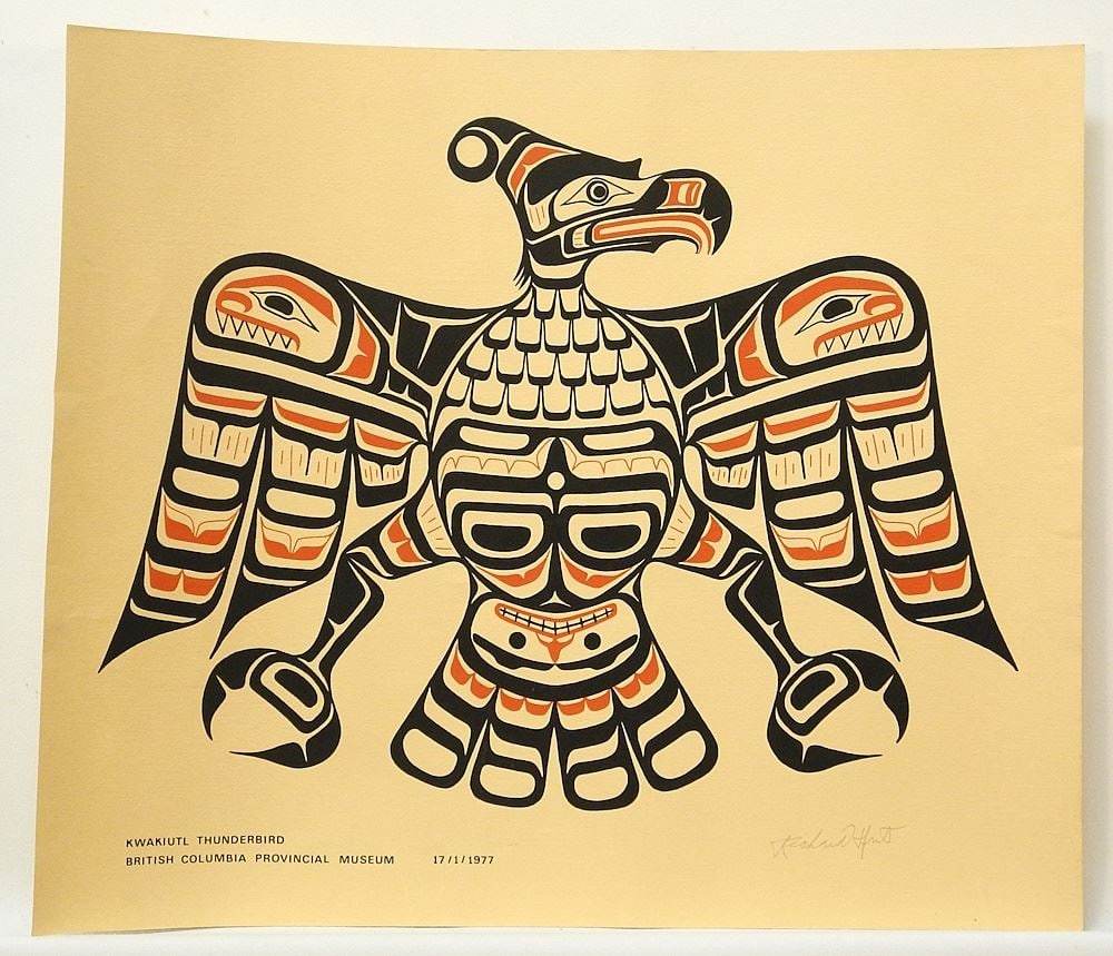 Serigraph signed Richard Hunt, 15" x 18", "Kwakiutl Thunderbird RBCM", Unframed. (1 of 2)