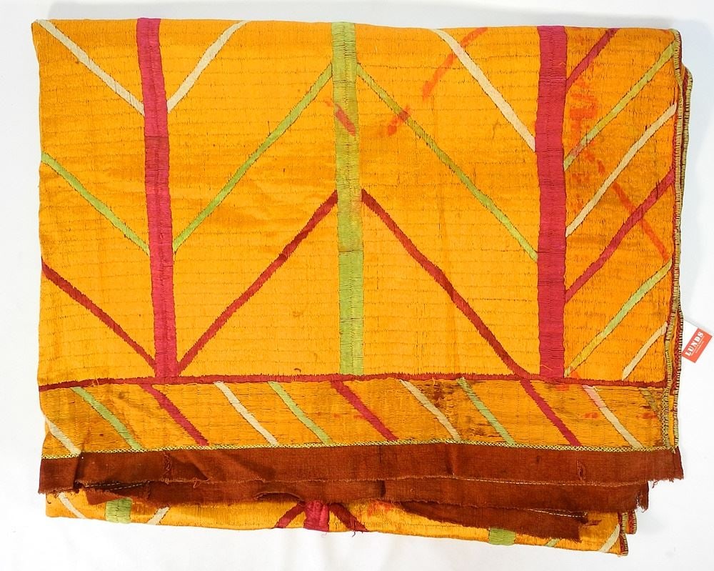 Southeast Asian Silk Coverlet, Approximately 7'7" x 4'8". (1 of 3)