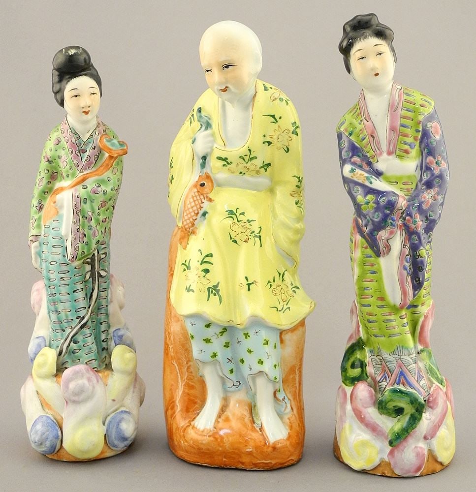 3 Chinese Porcelain Figures, One Impressed Deng Guang Rong, 7 5/8 - 8 1/8"H. (1 of 3)