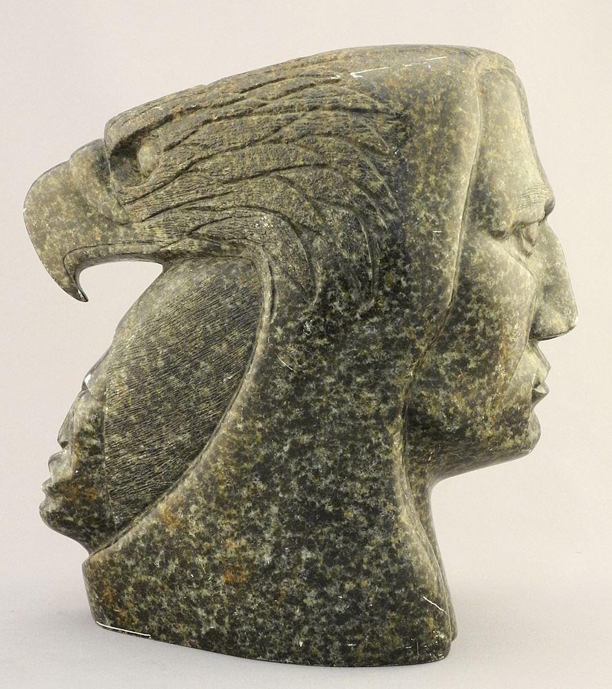 Stone Sculpture signed (Lorne) Fineday '87, 8 5/8" x 8 1/8" x 4 1/4", "Eagle Transformat (1 of 4)