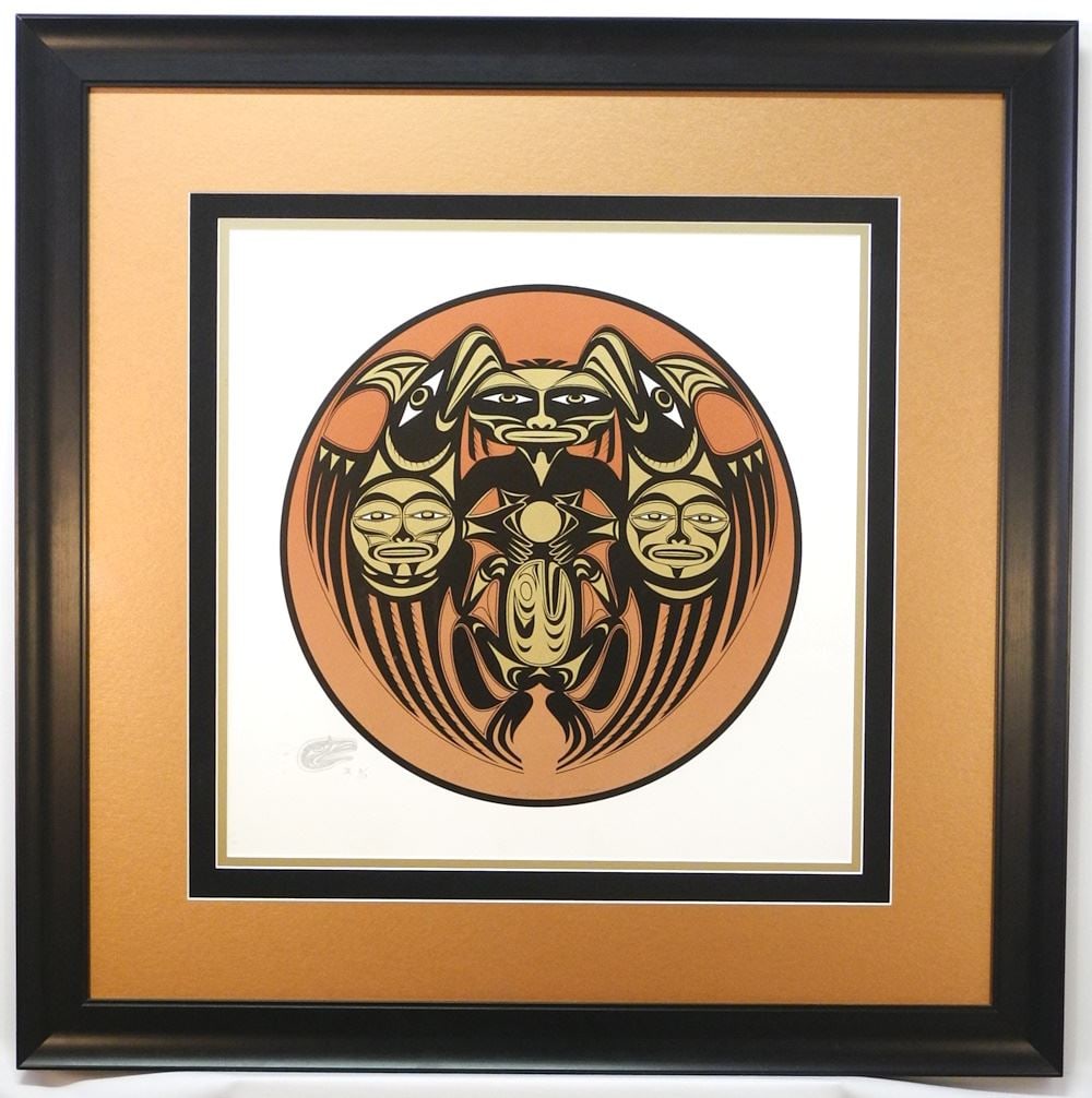 Salish Serigraph signed M. (Manuel) Salazar'95 & with Remarque, 21 1/2" x 12 1/2", #9/19. (1 of 4)