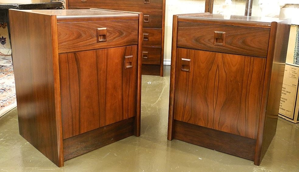 Pair of Danish Modern Style Rosewood Side Cabinets, 24"H. (1 of 2)