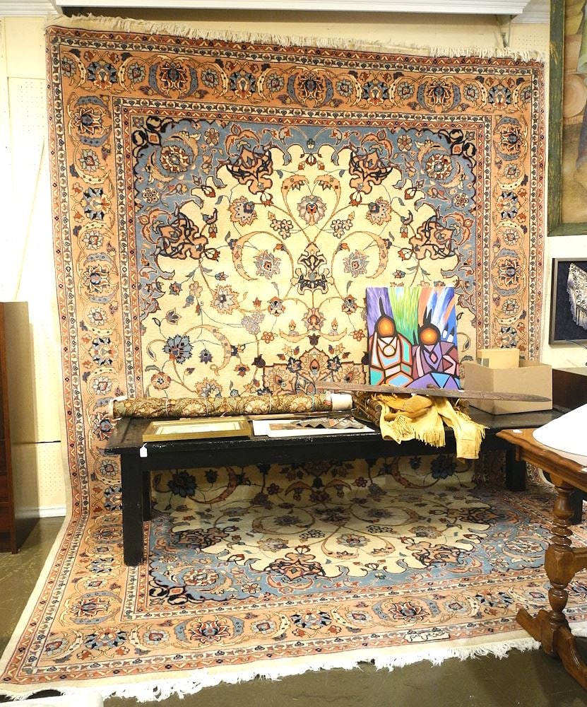 Handknotted Indo-Persian Wool Carpet Approximately 9'8" x 14' (recently cleaned). (1 of 6)