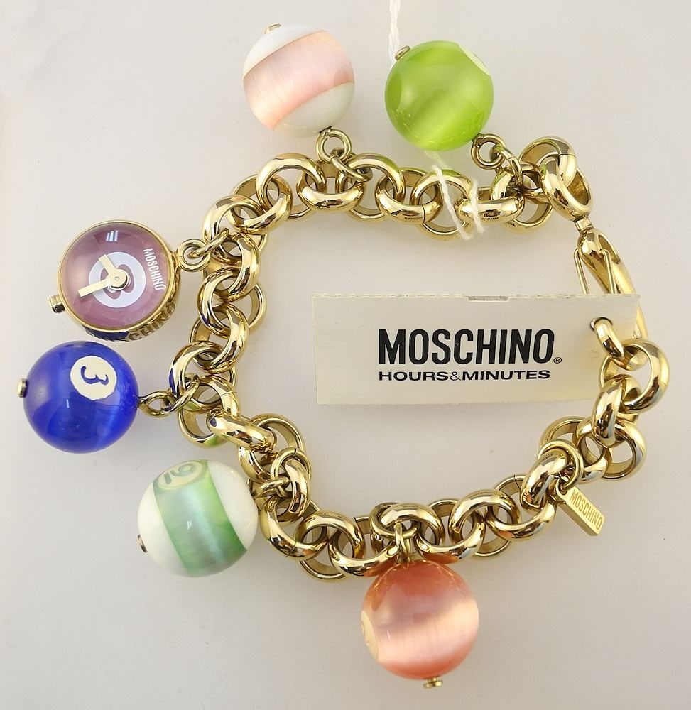 Moshino "Time 4 Pool" Gold Plated & Glass Bracelet with Original Tag.: Moshino "Time 4 Pool" Gold Plated & Glass Bracelet with Original Tag.