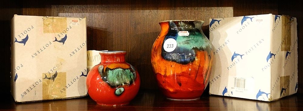 2 Poole Pottery Vases: Galaxy (6 1/4"H) & Gemstone (3 7/8"H) with boxes. (1 of 1)