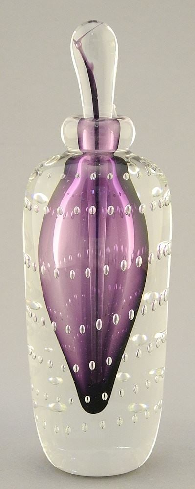 Art Glass Scent Bottle signed Alloway 1991, 7"H. (1 of 3)