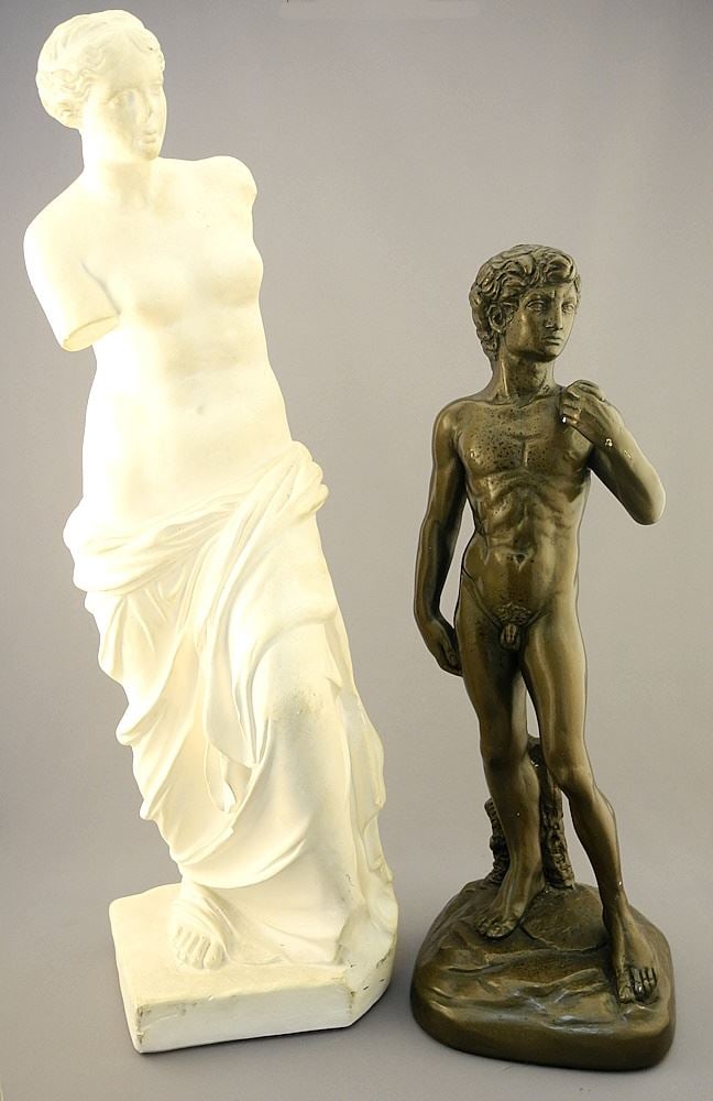 2 Statuettes: Venus de Milo (22 3/4" H) & David (17 3/4"H). (1 of 5)