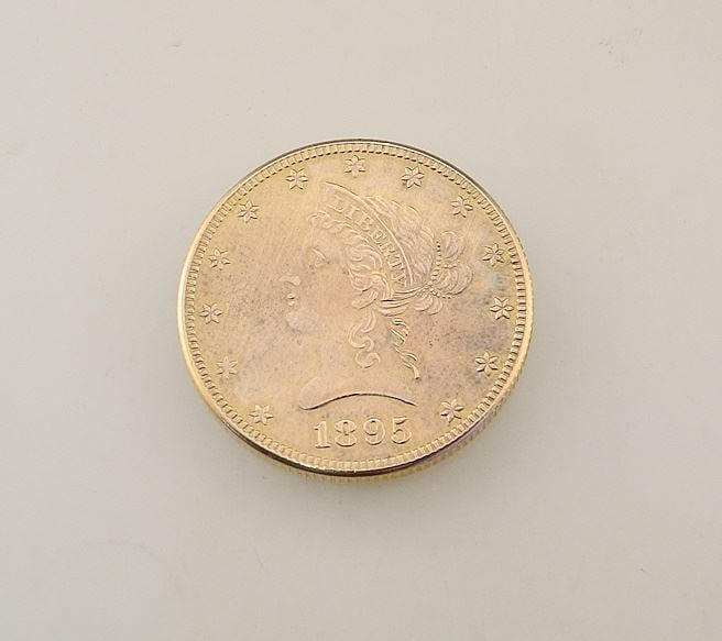 XRF Tested 55% Gold Reproduction of 1895 US Ten Dollar Coin, 16.66 grams. (1 of 3)
