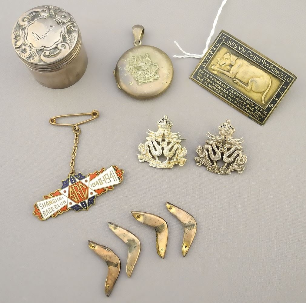 Silver Box, Sterling  Pin, 4 Rose Gold Corners,2 Lapel Pins, Horse Club Ba (1 of 2)