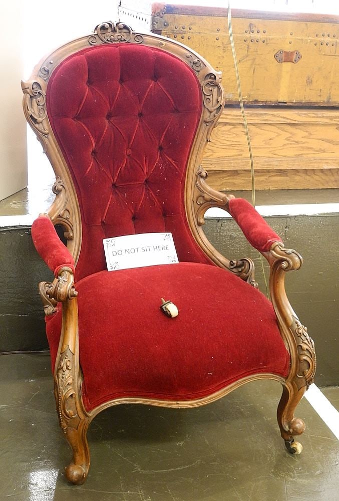 Victorian Mahogany Armchair with BADA Seal, 42"H.: Victorian Mahogany Armchair with BADA Seal, 42"H.