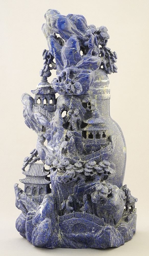 Chinese Lapis Lazuli Boulder Carving, 13 3/4"H. (1 of 9)