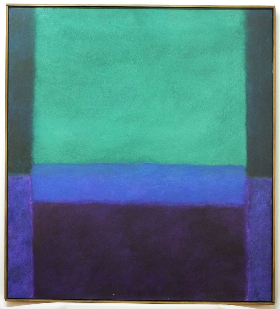 Oil on Canvas signed William Porteous 1991, 40" x 36", "Untitled Green & Blue". (1 of 4)