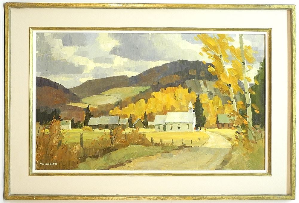 Oil on Board signed Tom (Thomas Keith) Roberts, 18" x 30", "School at Halfway Lake". (1 of 6)