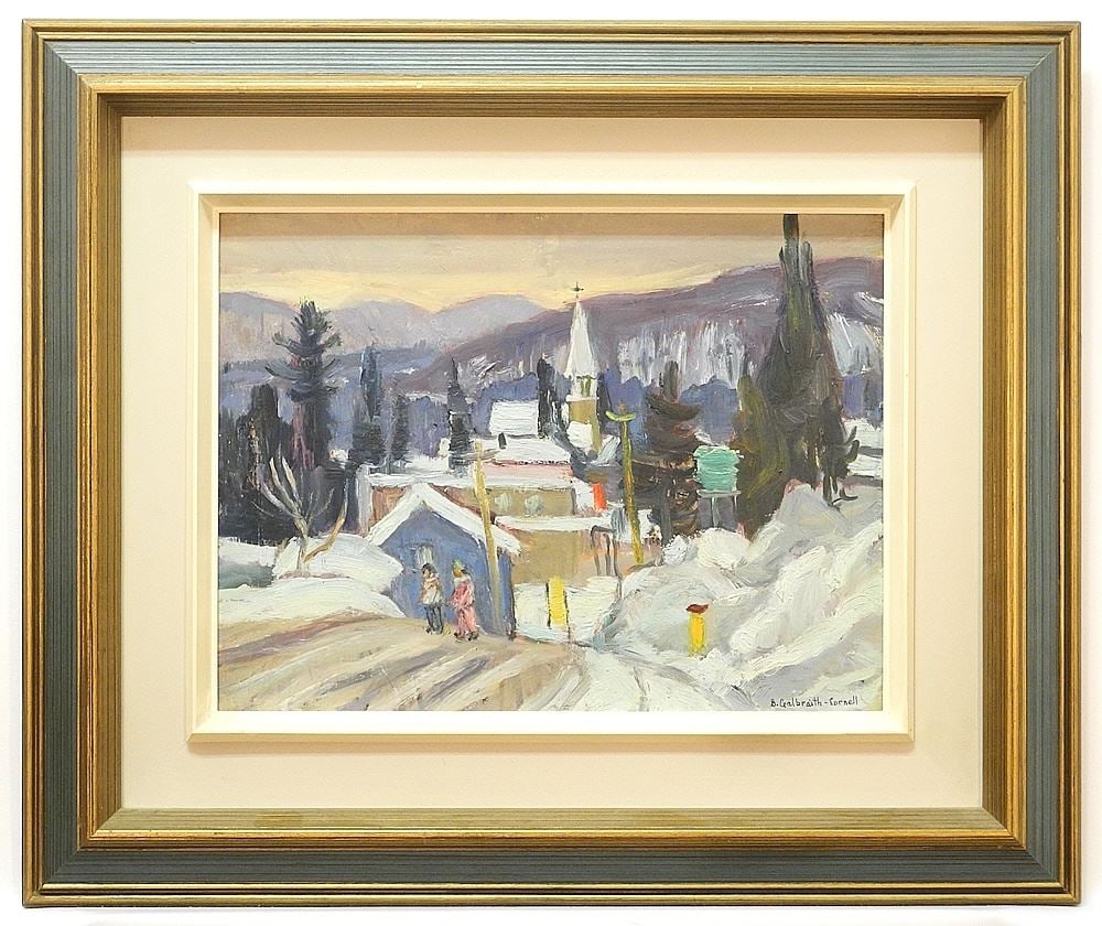 Oil on Board signed B. (Betty) Galbraith-Cornell, 12" x 16", "Back to School, Val David". (1 of 6)