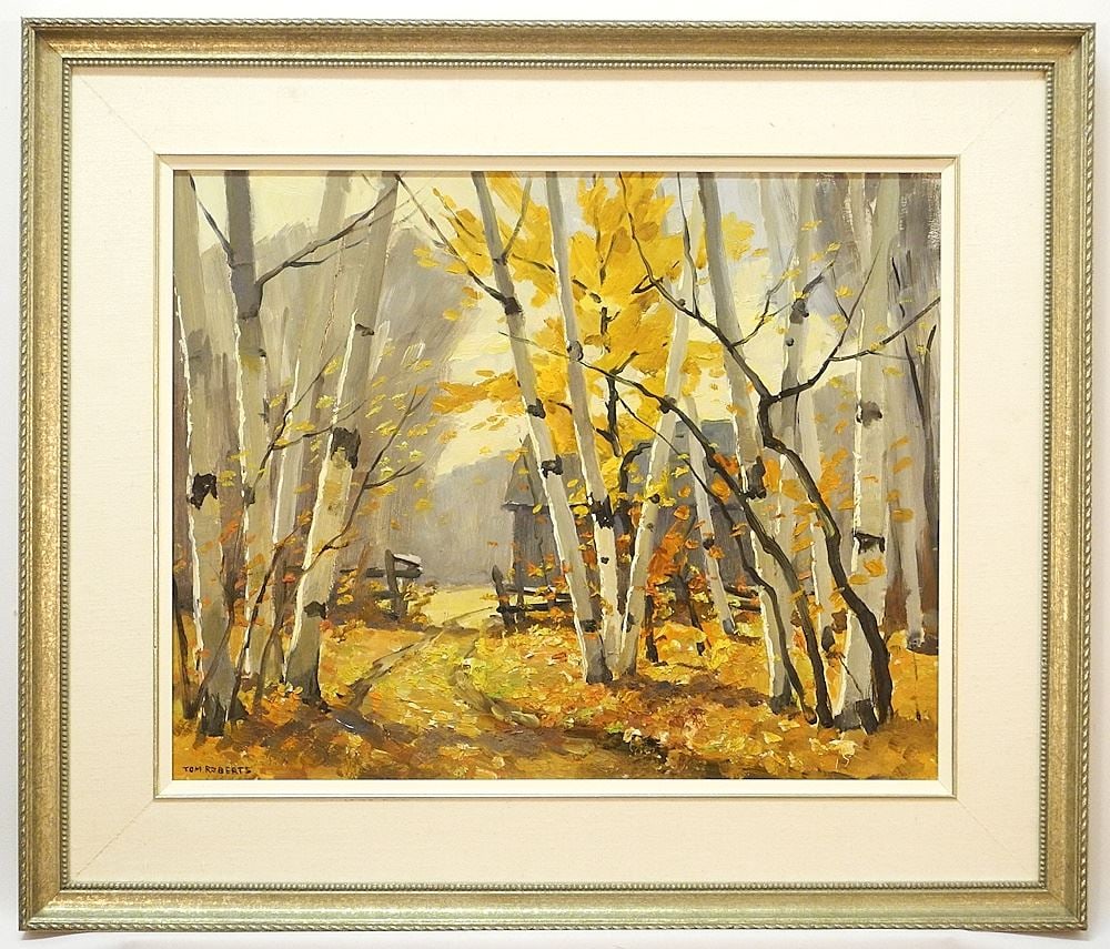 Oil on Board signed Tom (Thomas Keith) Roberts, 15 1/2" x 19 1/2", "Autumn Scene". (1 of 5)