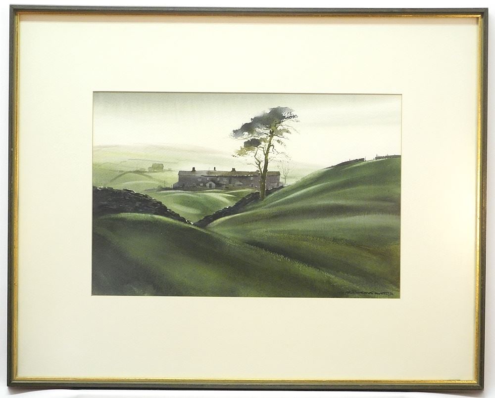 Watercolour signed B. Travers-Smith 72', 13 1/8" x 19 7/8", "Verdant Landscape with Building". (1 of 4)