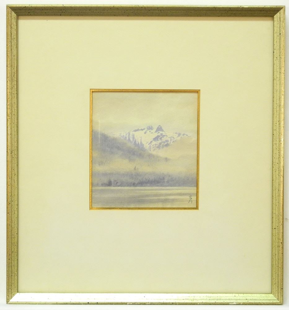 Watercolour Monogrammed SM (Samuel Maclure), 5 1/4" x 4 3/4", "The Lions". (1 of 4)