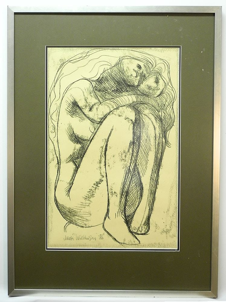 Lithograph signed Jack Wilkinson 86, 26 1/2" x 16 1/2", "Seated Figure". (1 of 5)