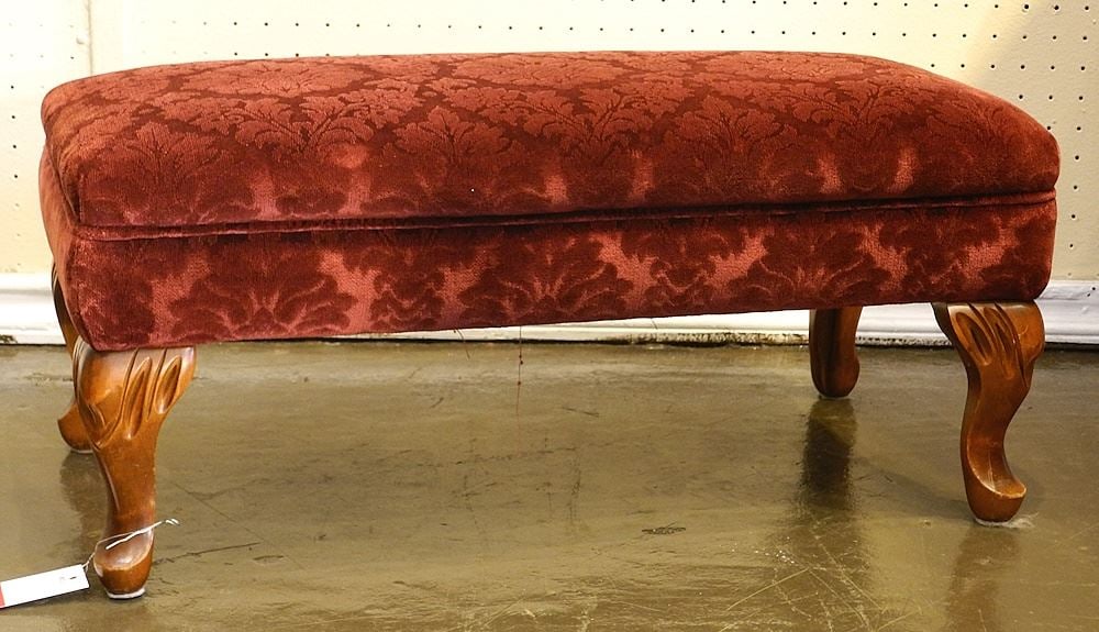 Red Velvet Footstool.: Red Velvet Footstool.
