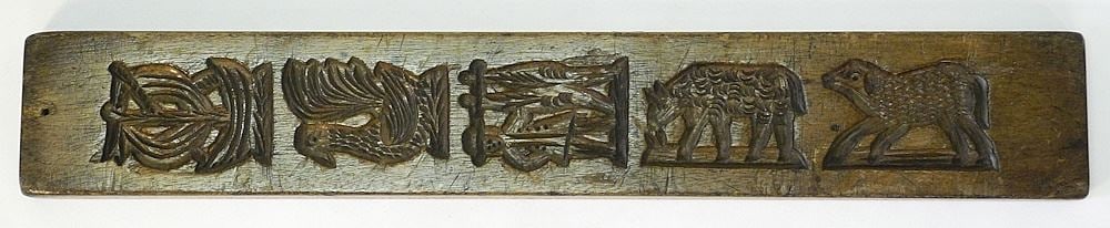 19th C. Carved Wood Butter / Shortcake Mold, 23 1/2"L. (1 of 1)