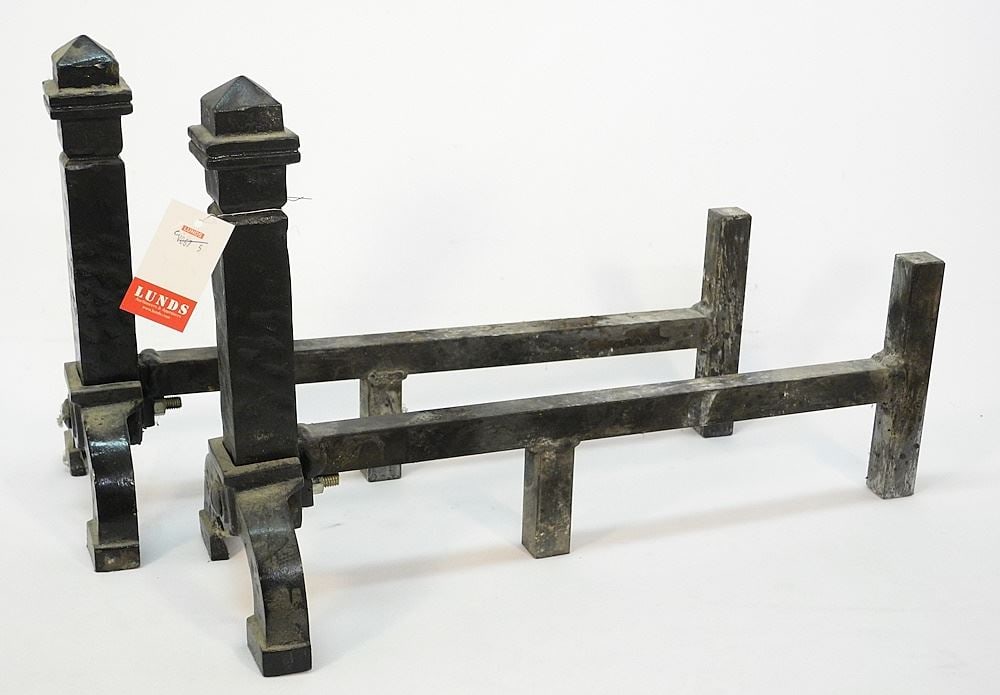 Pair of Wrought Iron Andirons, 12 5/8"H.: Pair of Wrought Iron Andirons, 12 5/8"H.