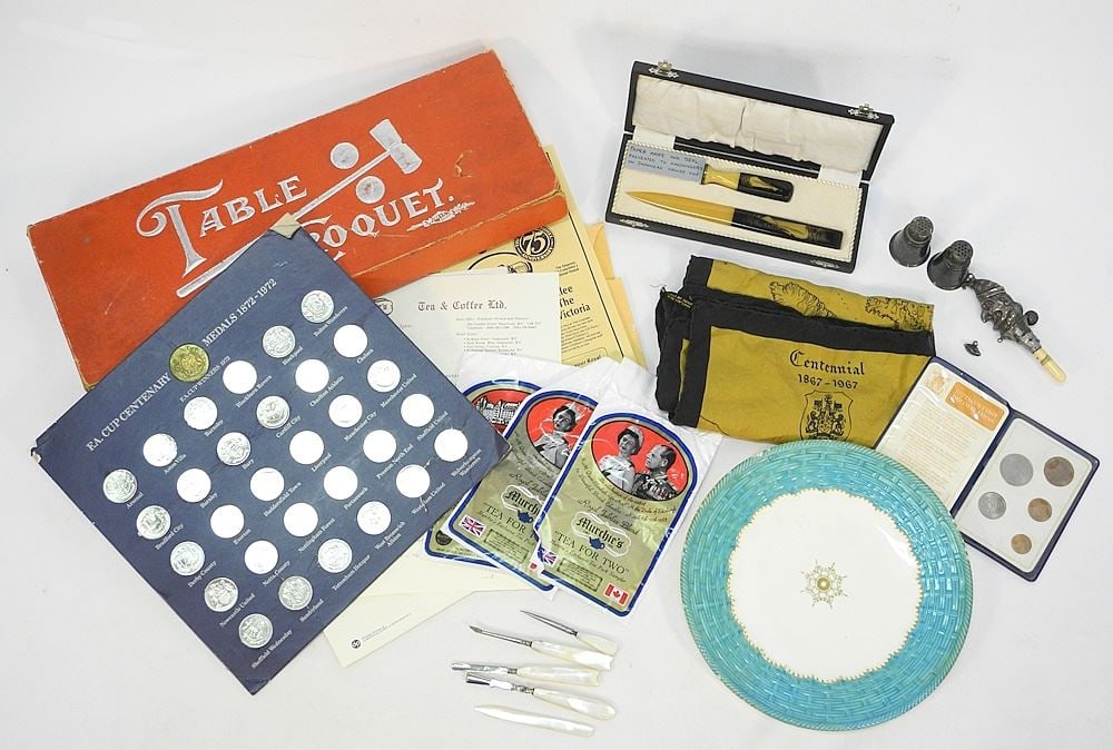 Collection of Vintage Sundries: Table Croquet / F.A. Cup Medals / Punch / Paper Knife / Murc (1 of 4)