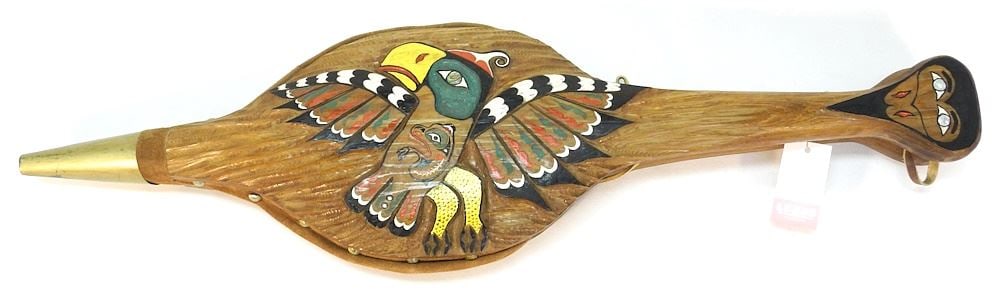 Northwest Coast Style Cased Bellows, Acquired Fort Rupert C.1970: Northwest Coast Style Cased Bellows, Acquired Fort Rupert C.1970