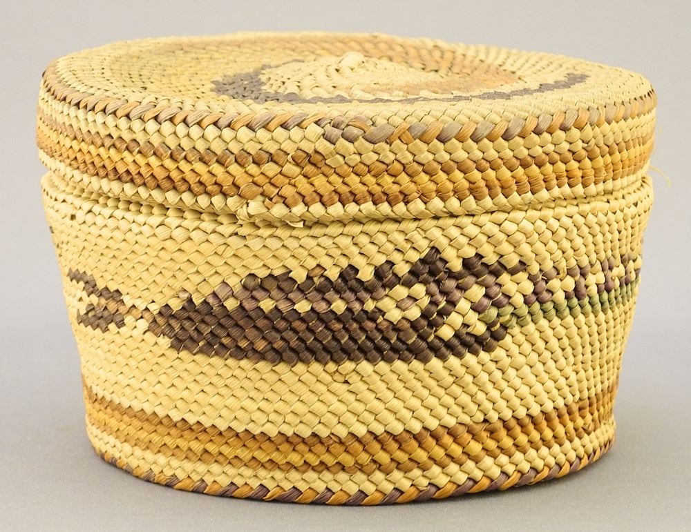 Nuu-Chah-Nulth Basket, 2 1/2" x 4 1/4" Diameter. (1 of 3)