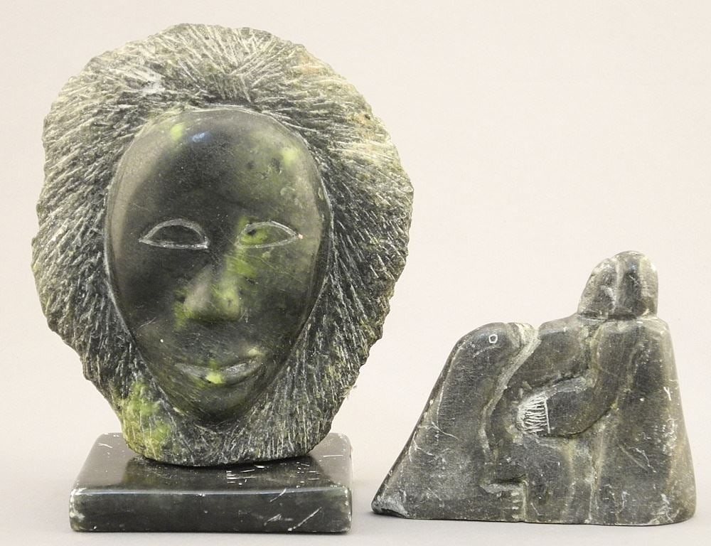 2 Inuit Carvings signed with Syllabics, 3 & 5 1/2"H. (1 of 3)